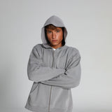 Double Zip Hoodie Light Grey