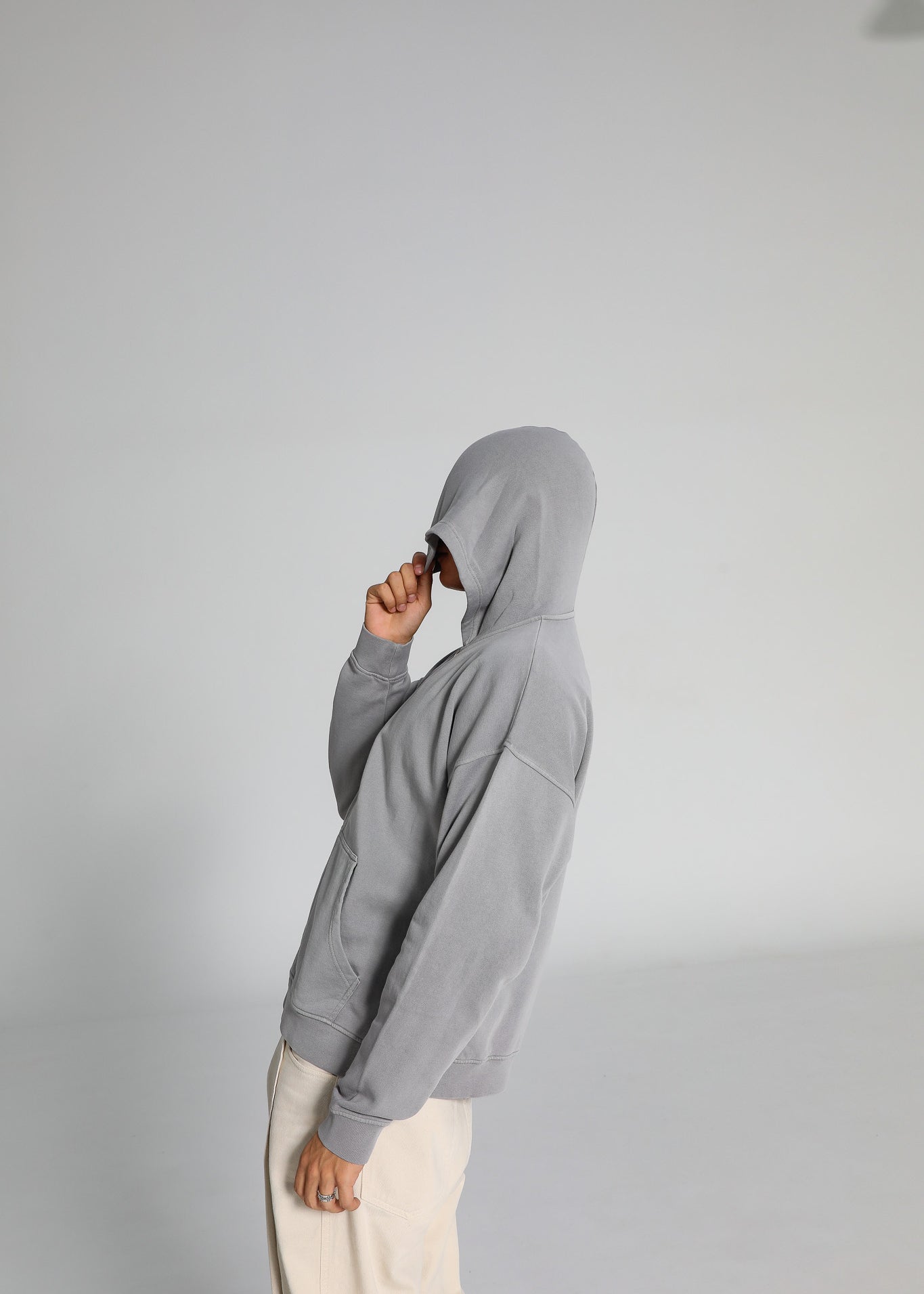 Double Zip Hoodie Light Grey