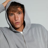 Double Zip Hoodie Light Grey