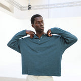 Long Trendy Buttons T-Shirt Stripes Blue