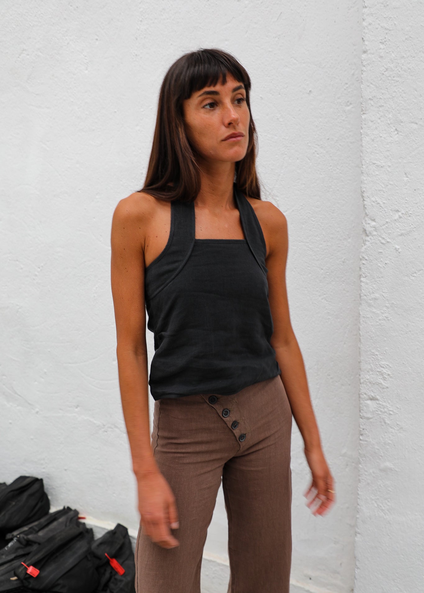 Linen Corset Top Navy