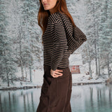 Stripes Knit Sweater Brown & Black