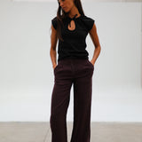 Linen Pleated Pants Mauve