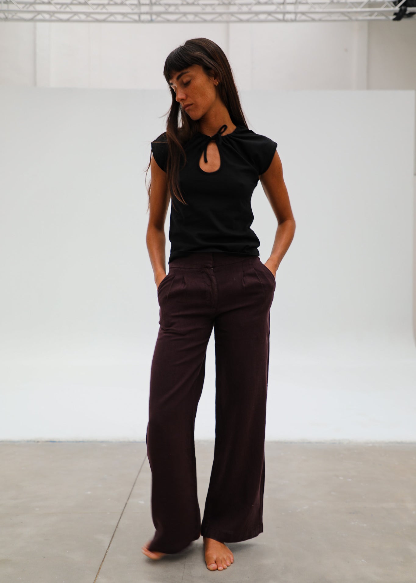 Linen Pleated Pants Mauve