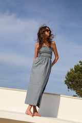 Comfy Linen Dress Light Blue