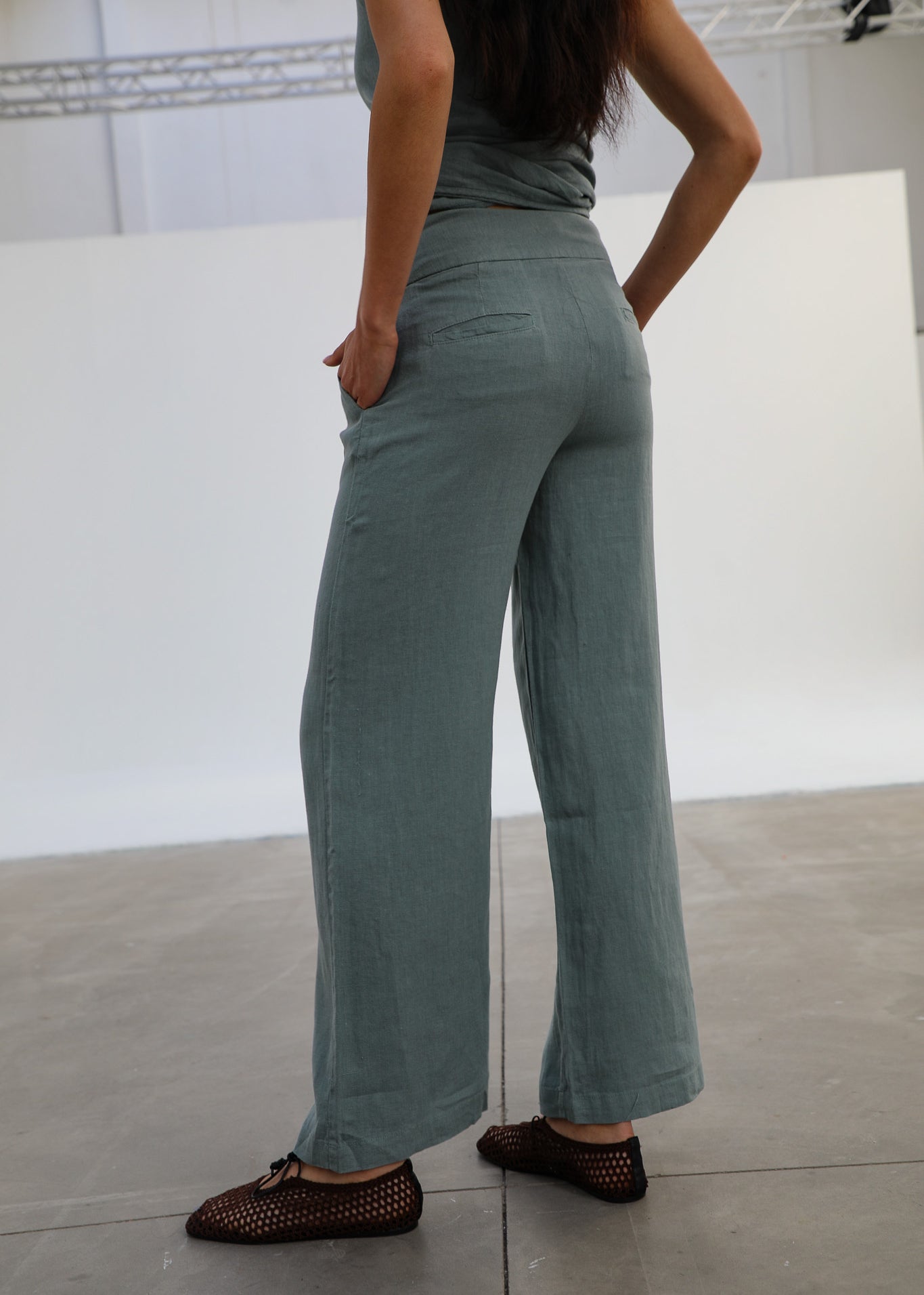 Linen Pleated Pants Light Blue