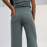 Linen Pleated Pants Light Blue