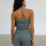 Linen Mix Top Light Blue