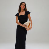 Square Linen Dress Navy