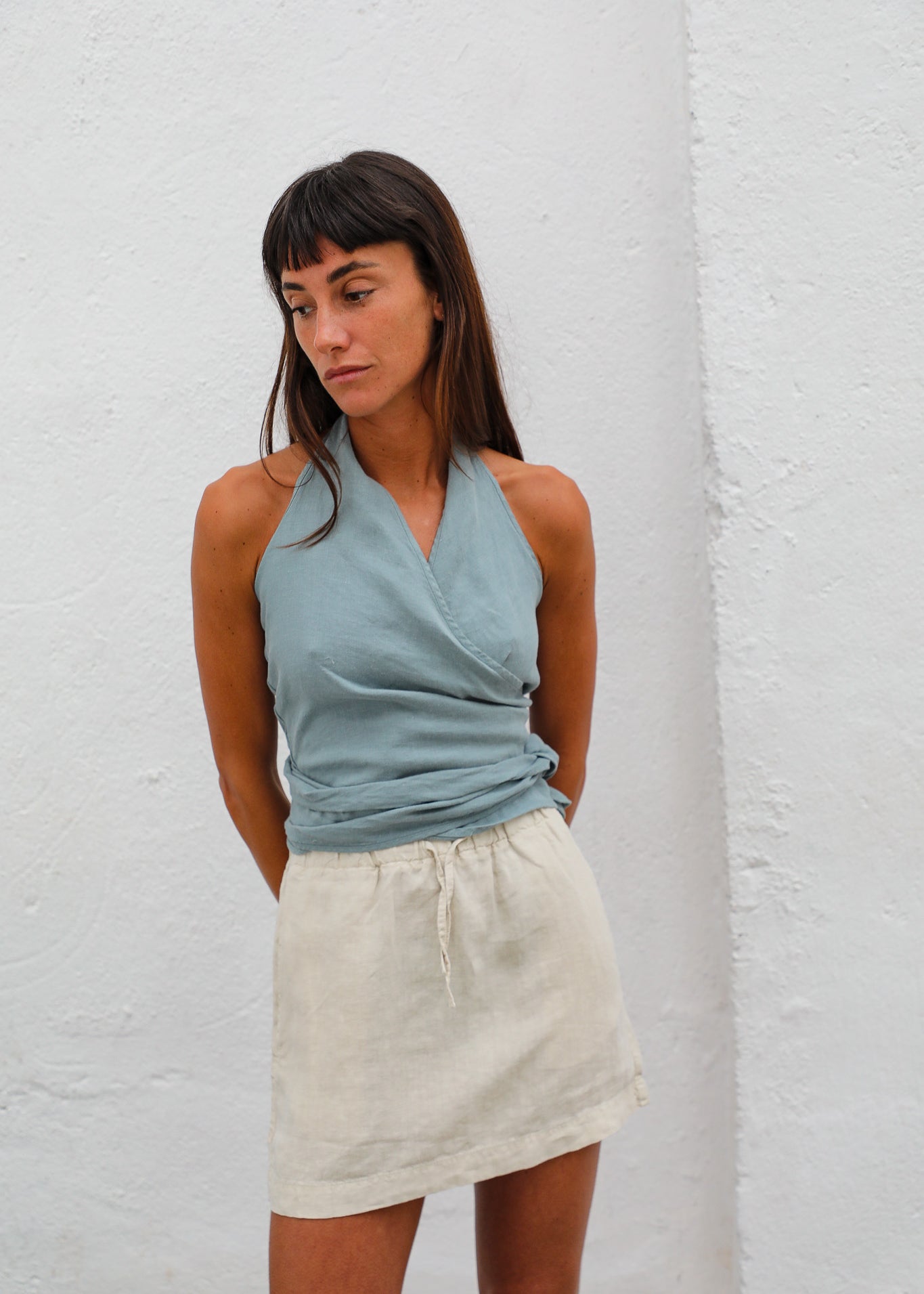 Short Linen Skirt Natural