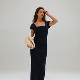 Square Linen Dress Navy