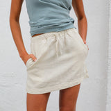 Short Linen Skirt Natural