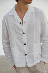 Linen Blazer Guayabera White