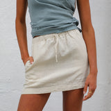 Short Linen Skirt Natural