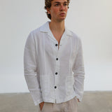 Linen Blazer Guayabera White