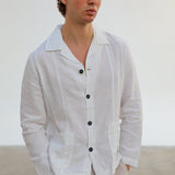 Linen Blazer Guayabera White