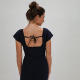 Square Linen Dress Navy