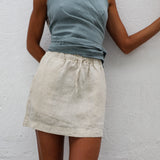Short Linen Skirt Natural