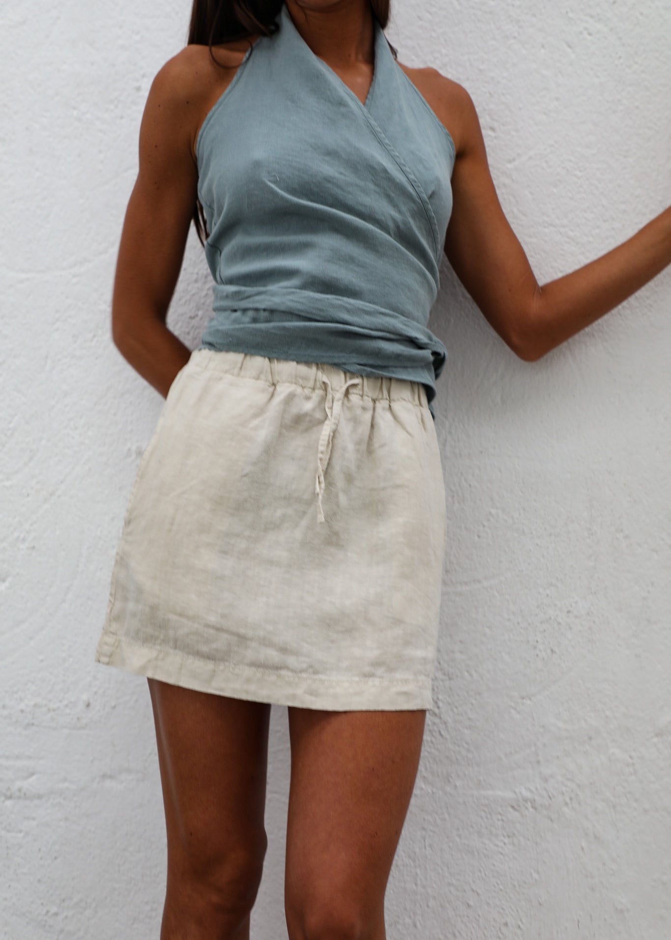 Short Linen Skirt Natural