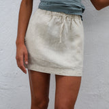 Short Linen Skirt Natural