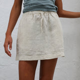 Short Linen Skirt Natural