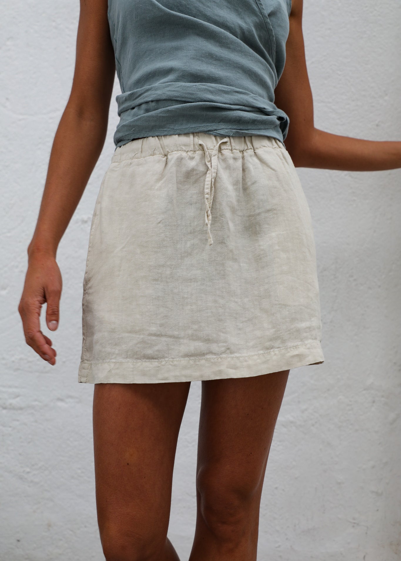 Short Linen Skirt Natural
