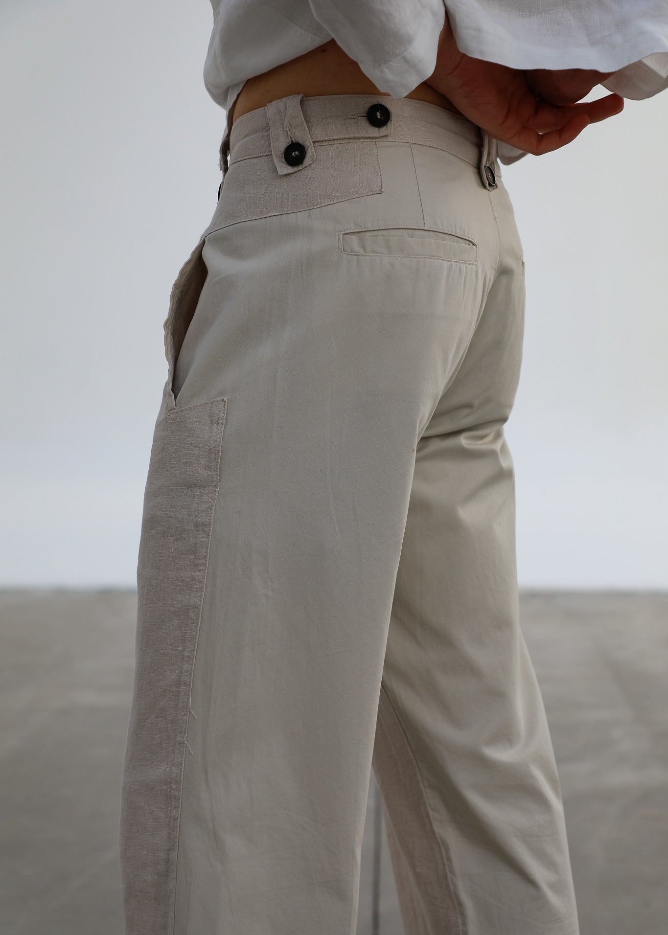Linen Modern Pleated Pants Beige