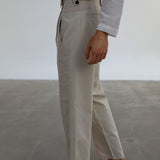 Linen Modern Pleated Pants Beige