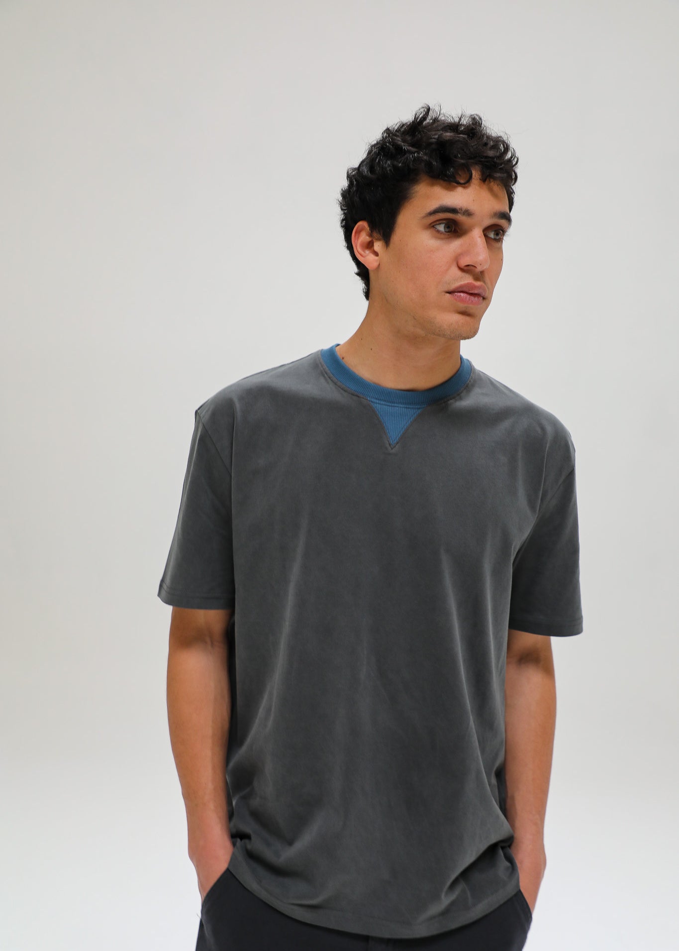 Double Tone Trendy T-Shirt Black & Petrol
