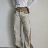 Double Tone Jeans Taupe & Beige