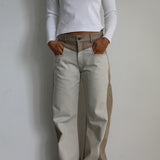 Double Tone Jeans Taupe & Beige
