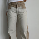 Double Tone Jeans Taupe & Beige