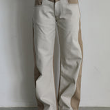 Double Tone Jeans Taupe & Beige