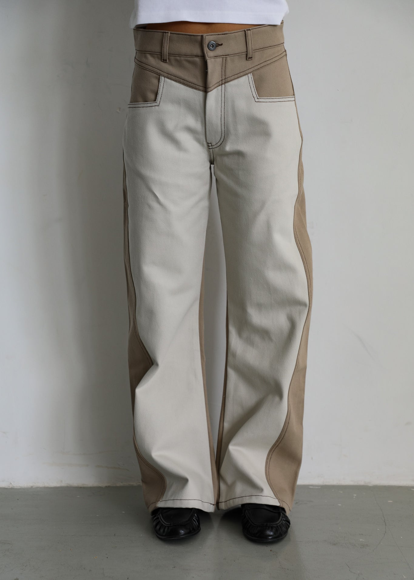 Double Tone Jeans Taupe & Beige