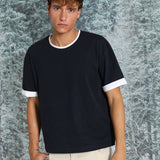 Double Tone Trendy T-Shirt Navy & Natural 