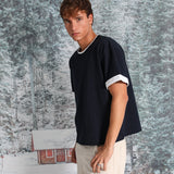 Double Tone Trendy T-Shirt Navy & Natural 