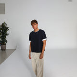 Double Tone Trendy T-Shirt Navy & Natural 