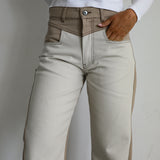 Double Tone Jeans Taupe & Beige