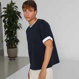 Double Tone Trendy T-Shirt Navy & Natural 