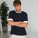 Double Tone Trendy T-Shirt Navy & Natural 