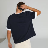 Double Tone Trendy T-Shirt Navy & Natural 