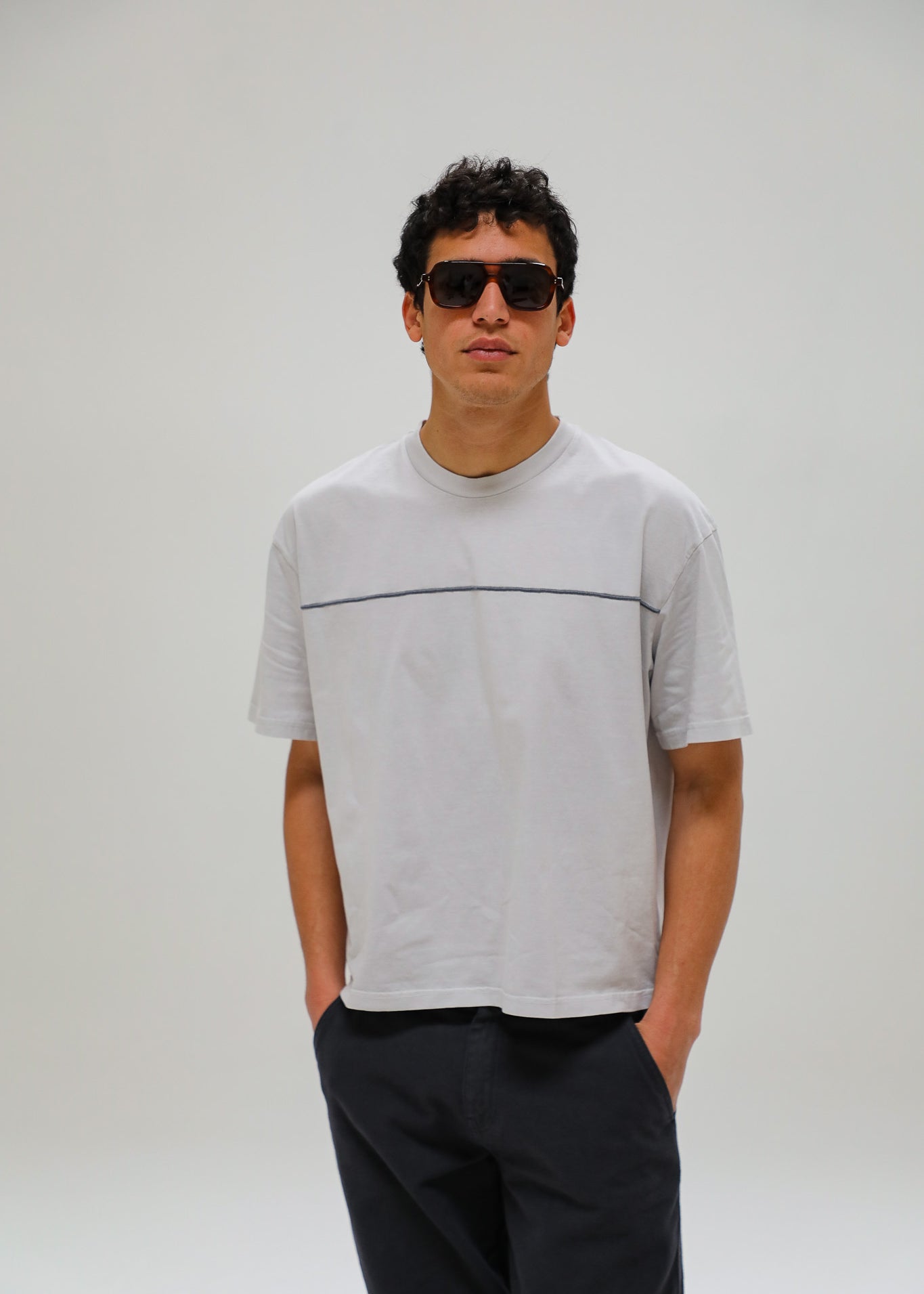 Trendy Grey Embroidered Detail T-Shirt