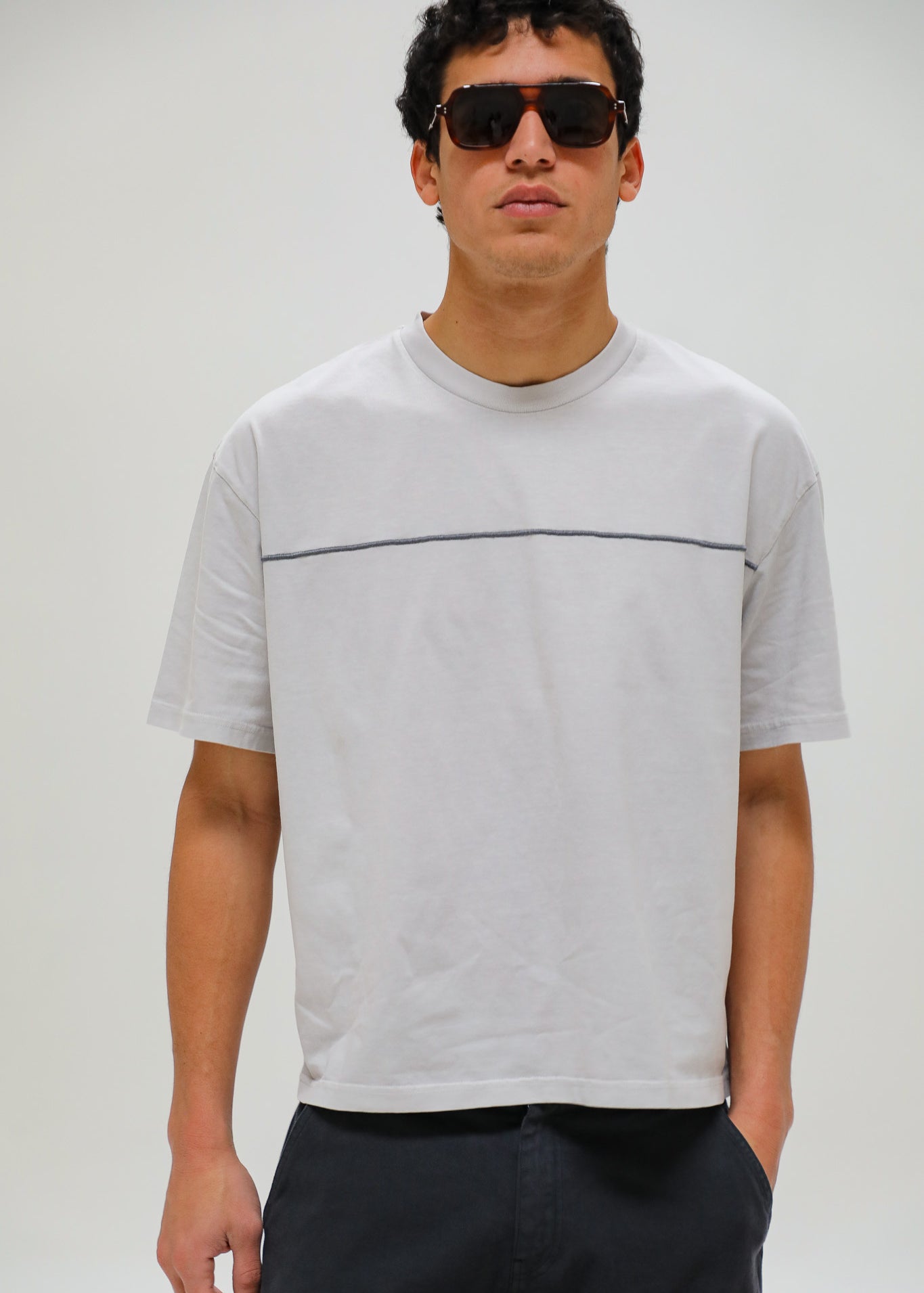 Trendy Grey Embroidered Detail T-Shirt
