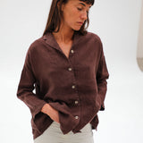 Linen Open Back Jacket Brown