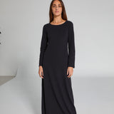 Back Hole Long Dress Dark Blue