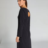 Back Hole Long Dress Dark Blue