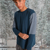 Trendy Contrast T-Shirt Blue