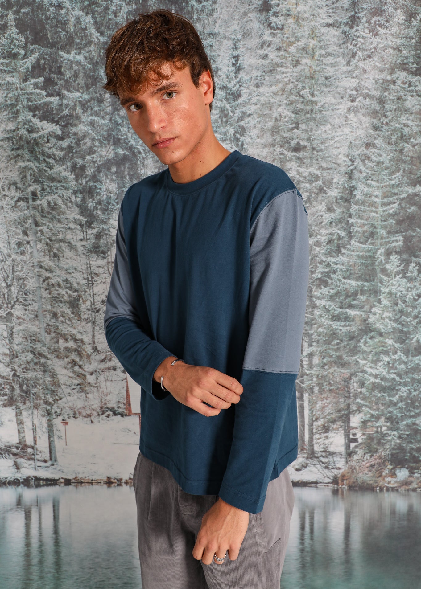 Trendy Contrast T-Shirt Blue