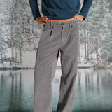 Corduroy Modern Comfy Pleated Pants Dark Grey