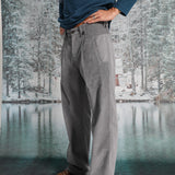 Corduroy Modern Comfy Pleated Pants Dark Grey